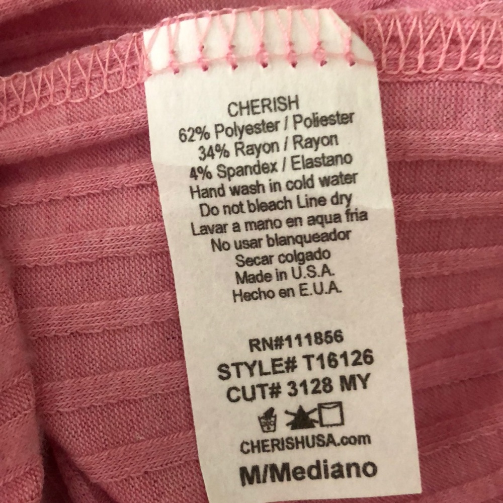 Pink long sleeve ribbed top - Picture 6 of 6